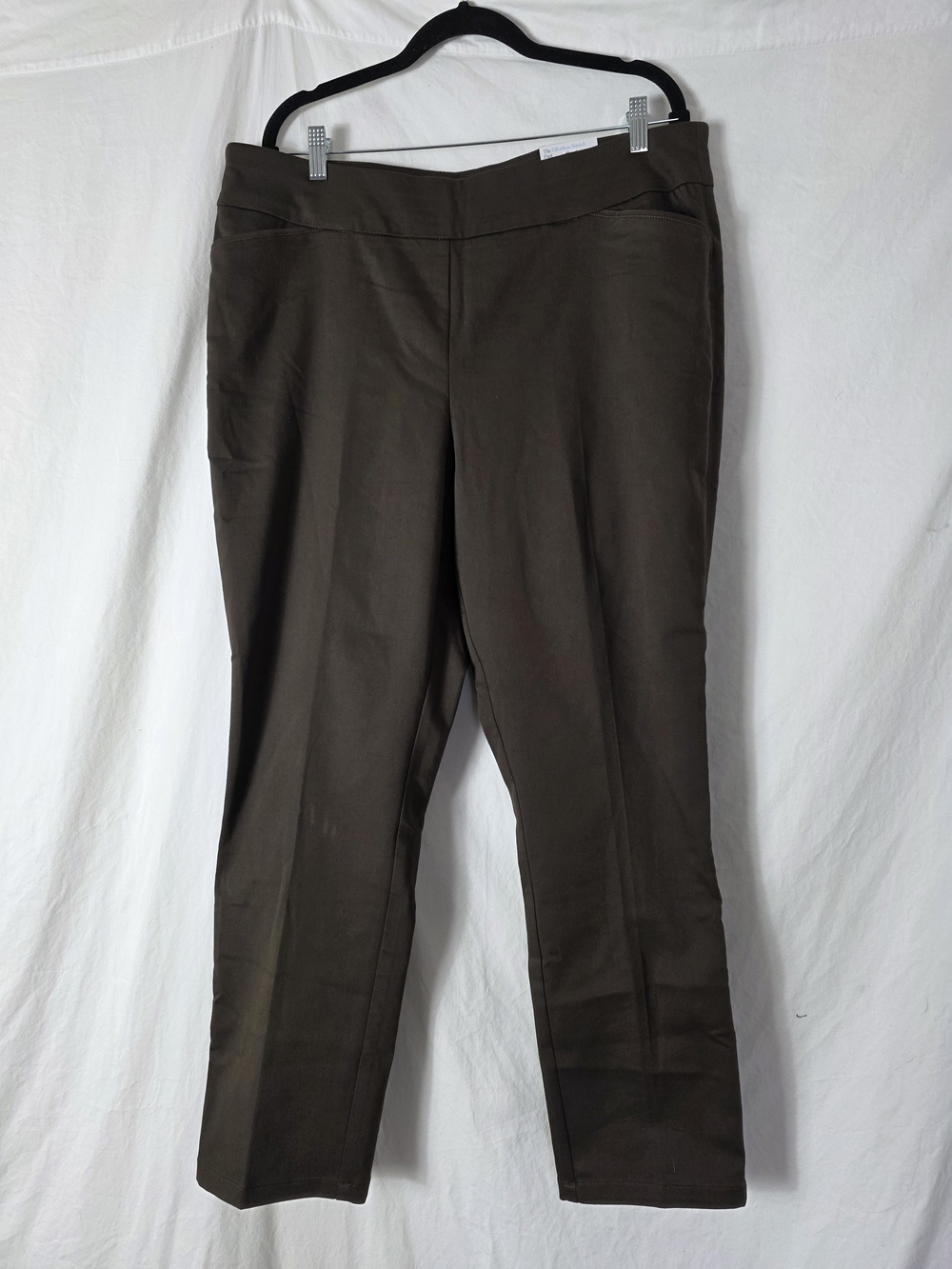 Croft & Barrow The Effortless Stretch Pant Straight Leg Brown Cotton Size 18